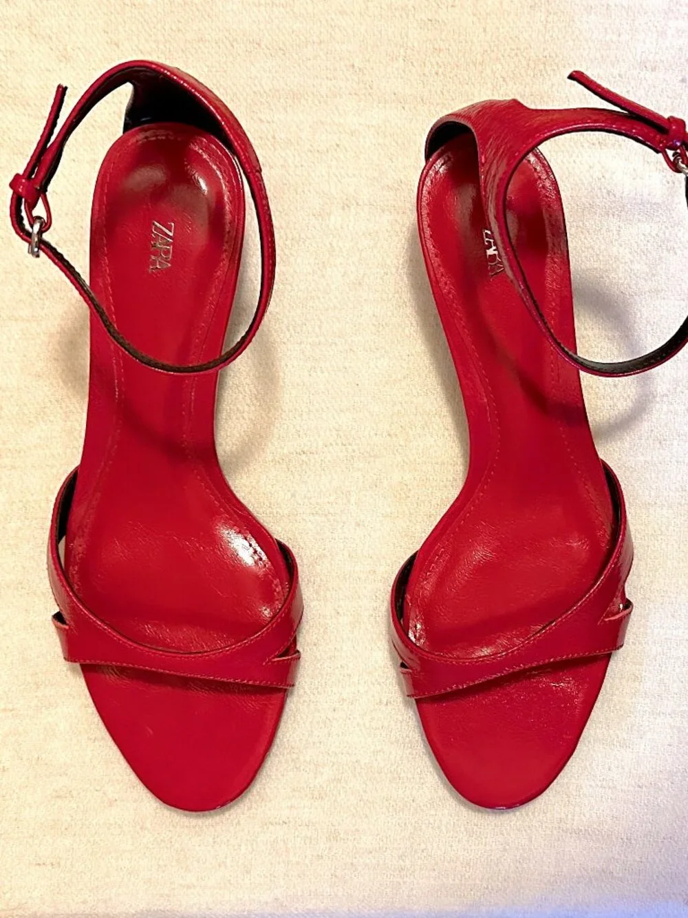 ZARA LEATHER ANKLE STRAP SANDALS - RED size 36 / 6 - Picture 5 of 12
